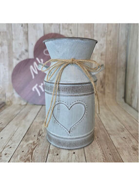 HIDERLYS Grey Farmhouse Milk Can Vase NWOT